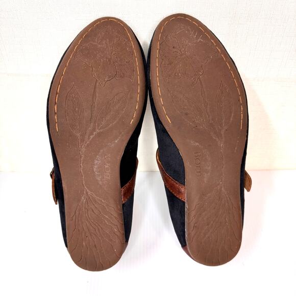 BORN Mary Janes Womens 8.5 Navy Velvet Leather Flats Classic Preppy Fairygoth - Picture 12 of 12
